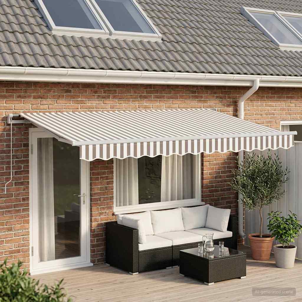 Uitschuifbare luifel Lichtgrijs en wit. 5 x 3 m is nu te koop bij PeponiXL, paradijselijk wonen!