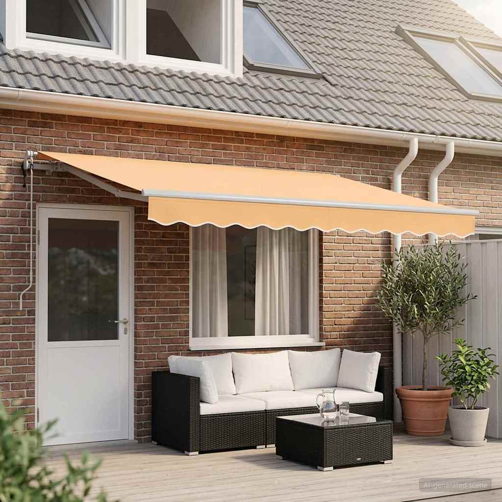 Uitschuifbare luifel Zand 450 × 350 cm Stof en Aluminium is nu te koop bij PeponiXL, paradijselijk wonen!