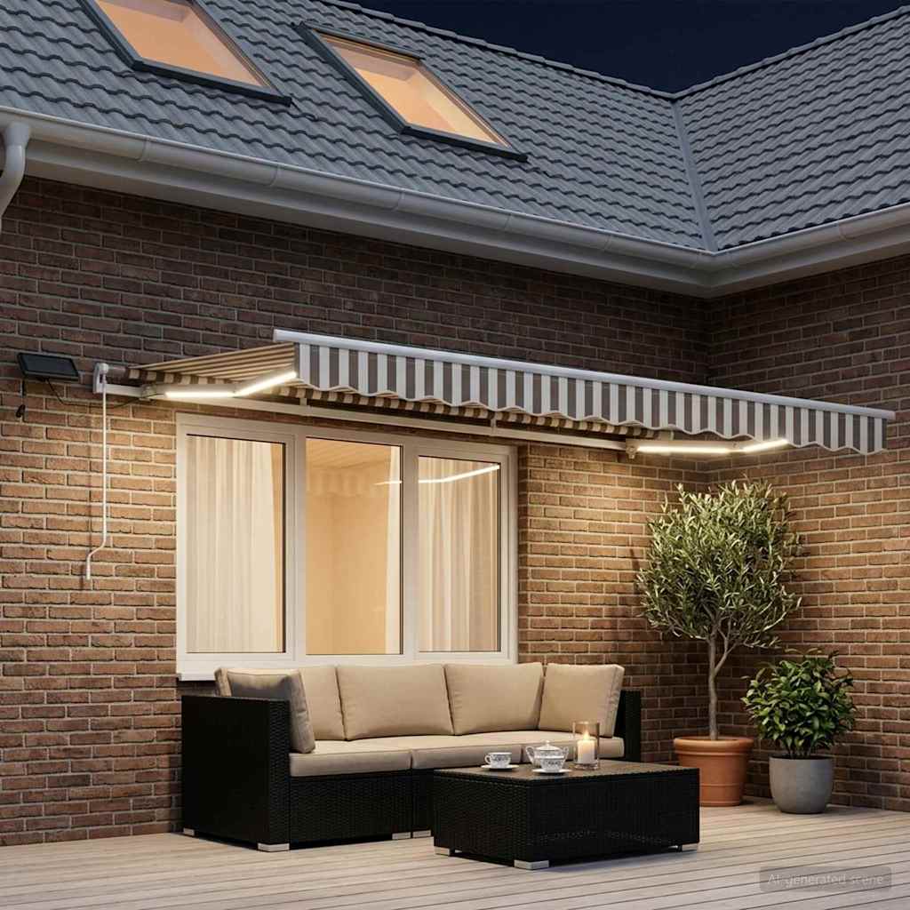 Uitschuifbare luifel Lichtgrijs en wit. 350 x 250 cm is nu te koop bij PeponiXL, paradijselijk wonen!
