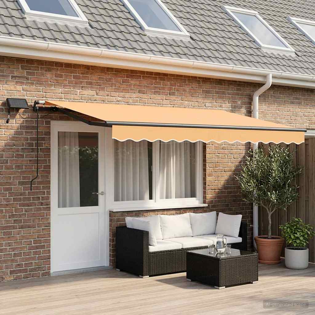 Uitschuifbare luifel Zand 450 × 350 cm Stof en Aluminium is nu te koop bij PeponiXL, paradijselijk wonen!