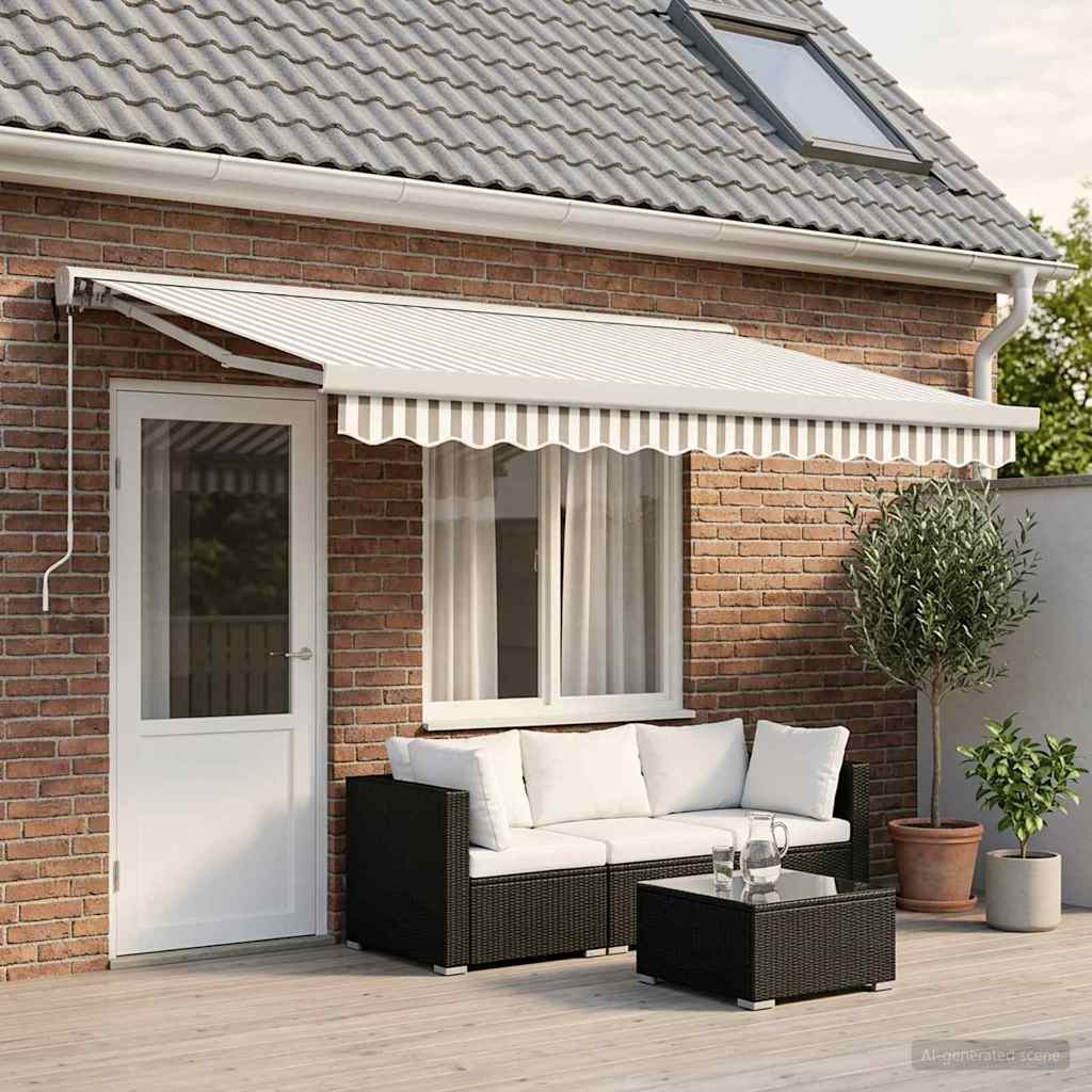 Uitschuifbare luifel Lichtgrijs en wit. 500 × 300 cm is nu te koop bij PeponiXL, paradijselijk wonen!