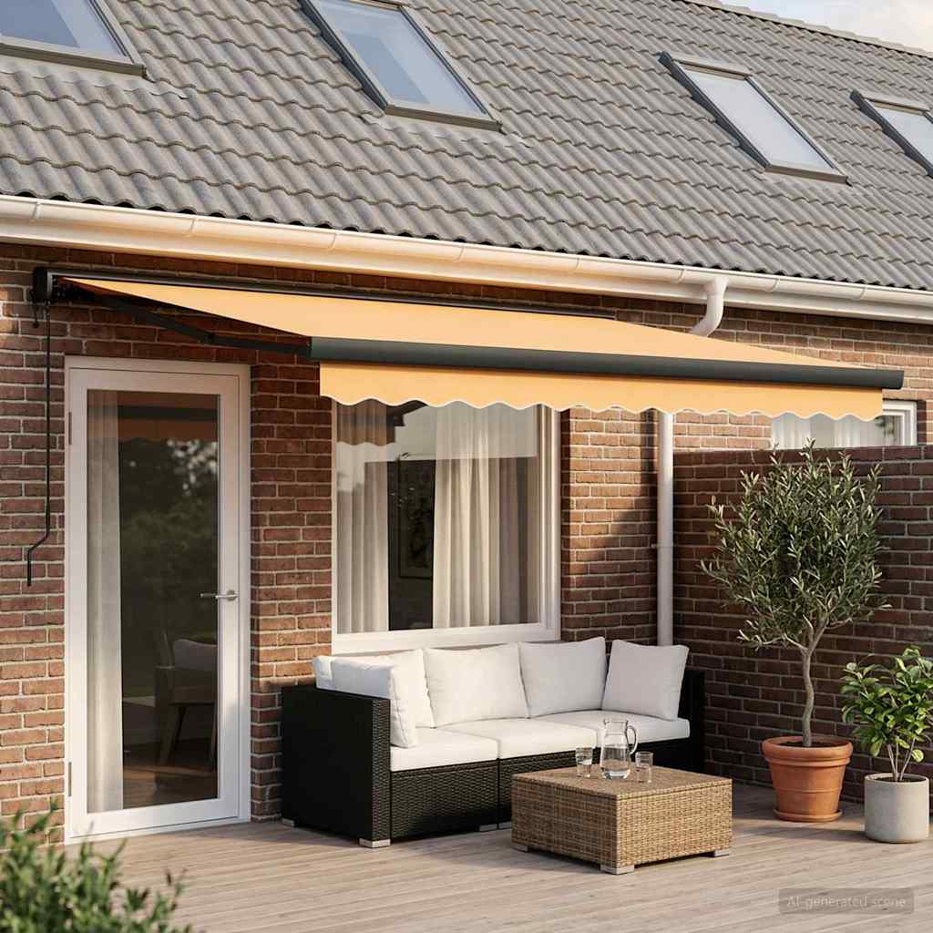 Uitschuifbare luifel Zand 500 × 300 cm Stof en Metaal is nu te koop bij PeponiXL, paradijselijk wonen!