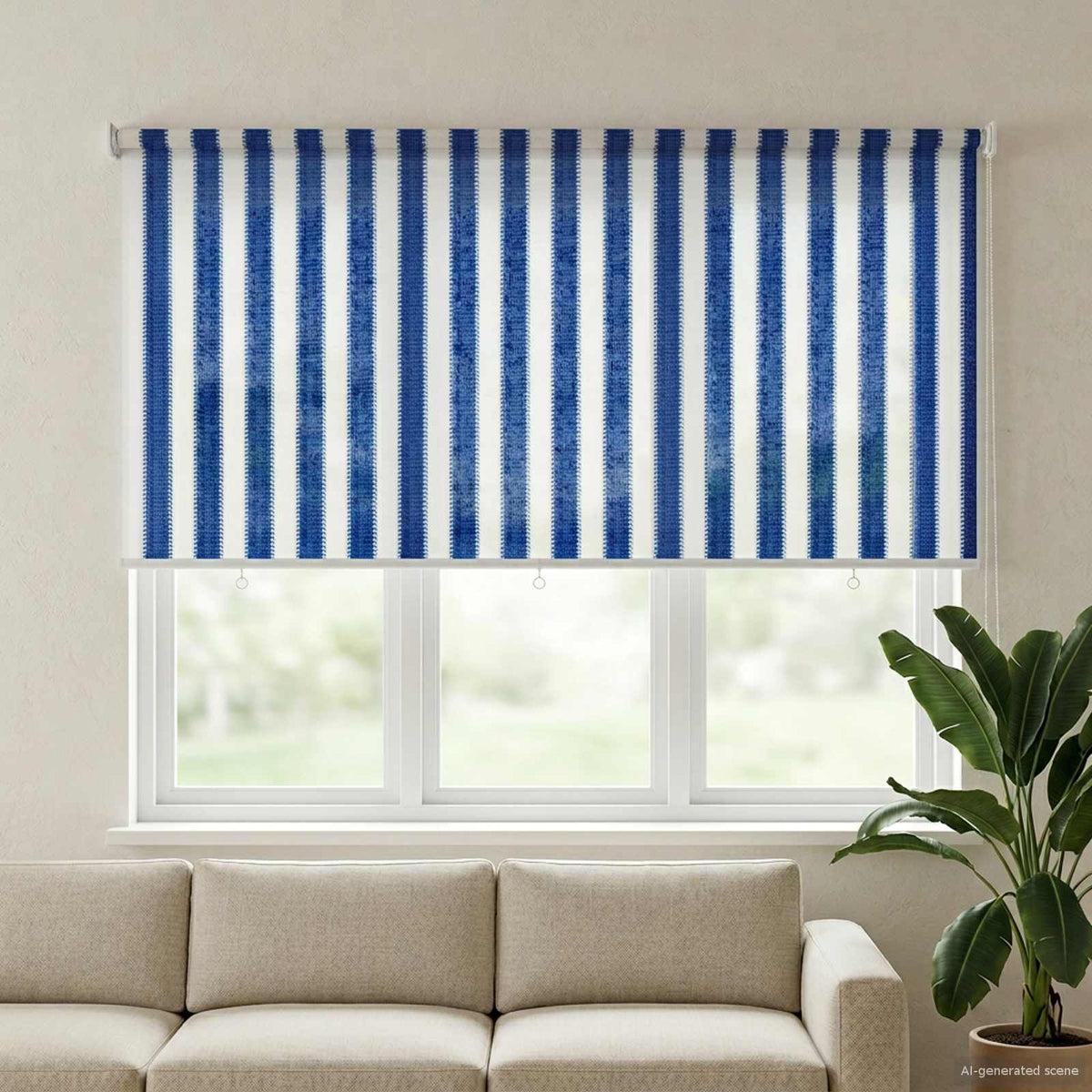Buitenrolgordijn 90% UV-blok Blauw en Witte Streep 160 x 140 cm is nu te koop bij PeponiXL, paradijselijk wonen!