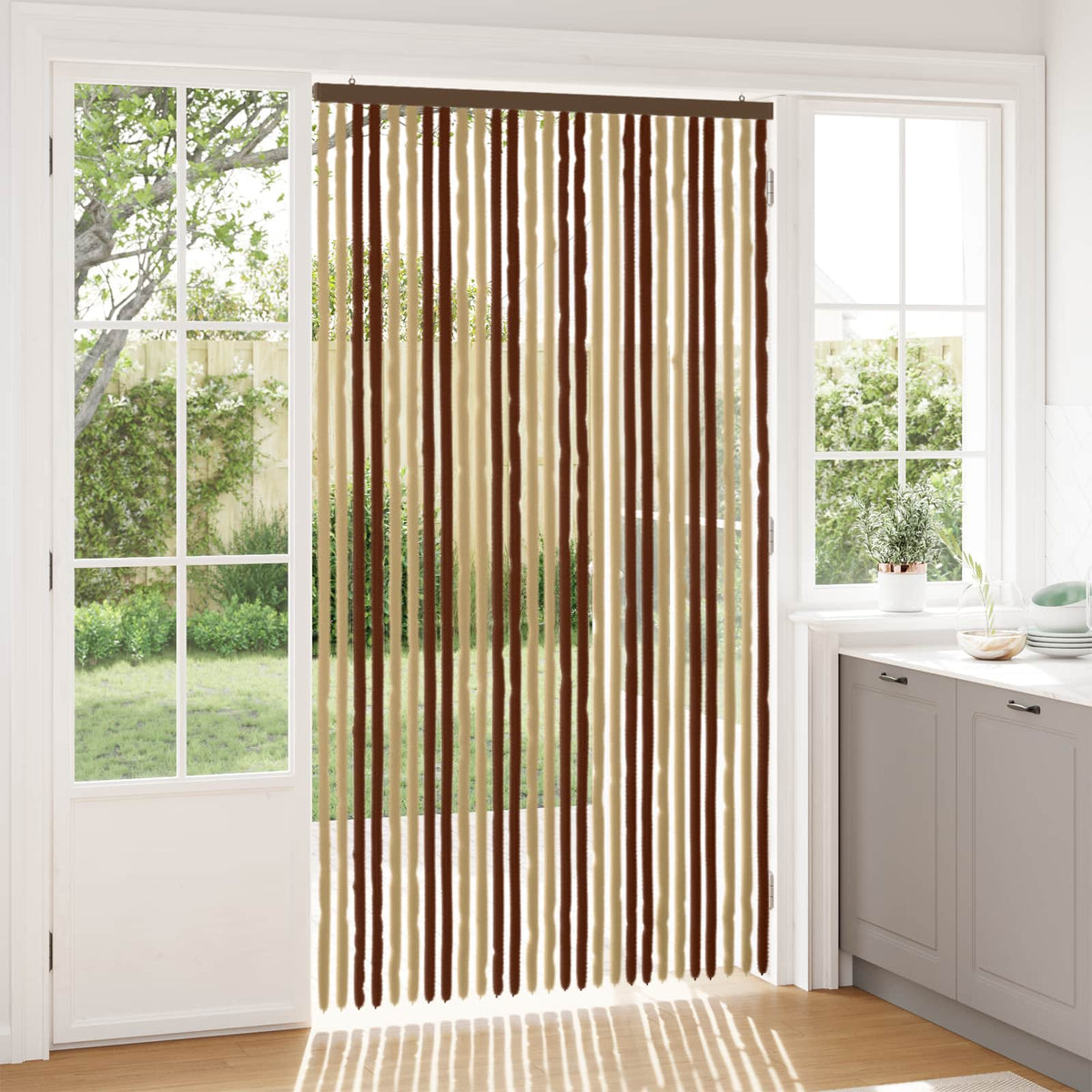 Insecten Gordijn Chenille Bruin en beige 118 x 220 cm 100% PP is nu te koop bij PeponiXL, paradijselijk wonen!