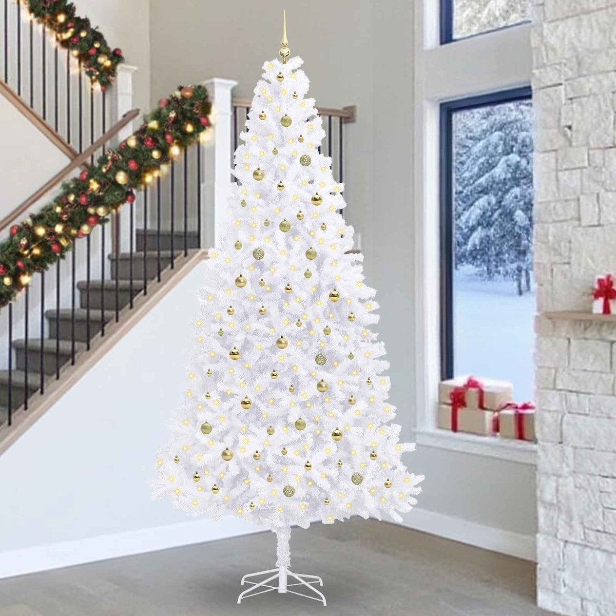 Kunstkerstboom met 300 LED Wit 300 cm PVC en staal is nu te koop bij PeponiXL, paradijselijk wonen!