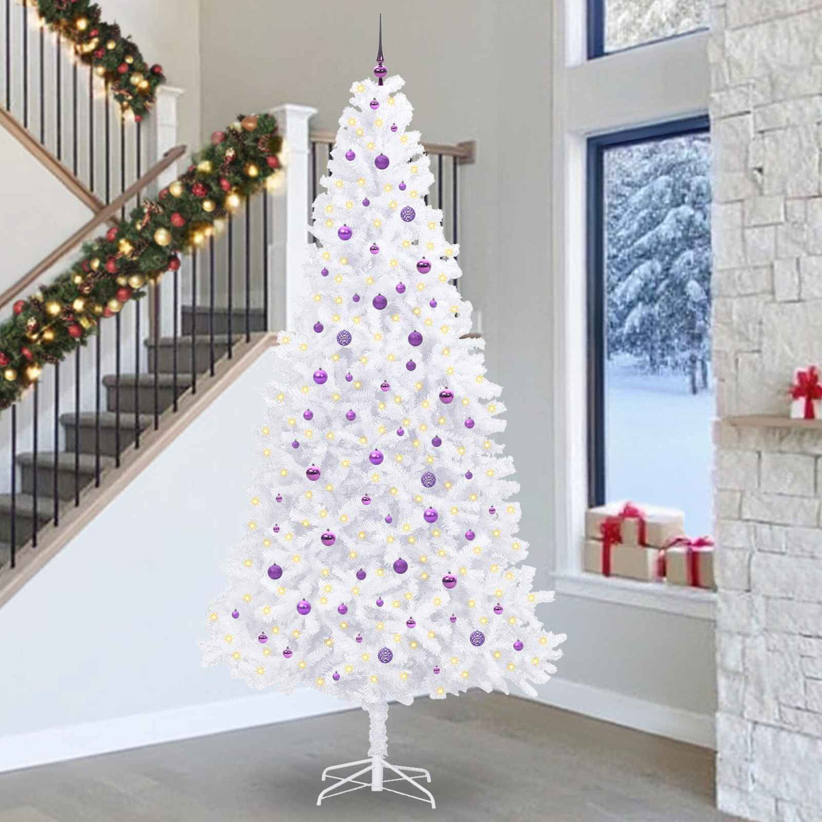 Kunstkerstboom met 300 LED Wit 300 cm PVC en staal is nu te koop bij PeponiXL, paradijselijk wonen!