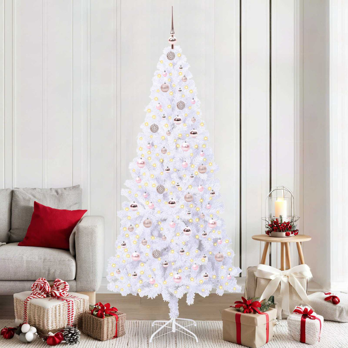 Kunstkerstboom met 300 LED Wit 210 cm PVC en staal is nu te koop bij PeponiXL, paradijselijk wonen!