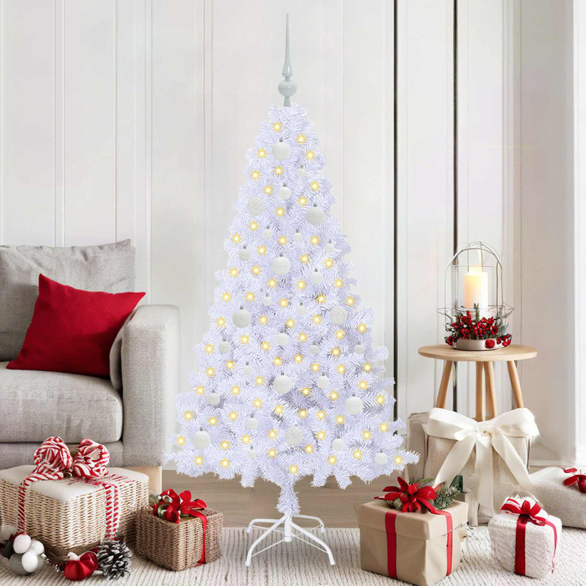 Kunstkerstboom met 150 LED Wit 150 cm PVC en staal is nu te koop bij PeponiXL, paradijselijk wonen!