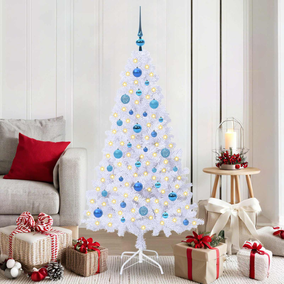 Kunstkerstboom met 150 LED Wit 150 cm PVC en staal is nu te koop bij PeponiXL, paradijselijk wonen!