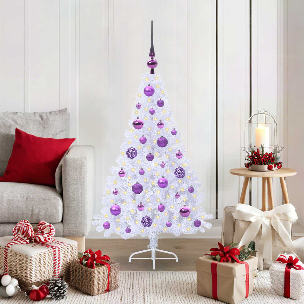 Kunstkerstboom met 150 LED Wit 120 cm PVC en staal is nu te koop bij PeponiXL, paradijselijk wonen!