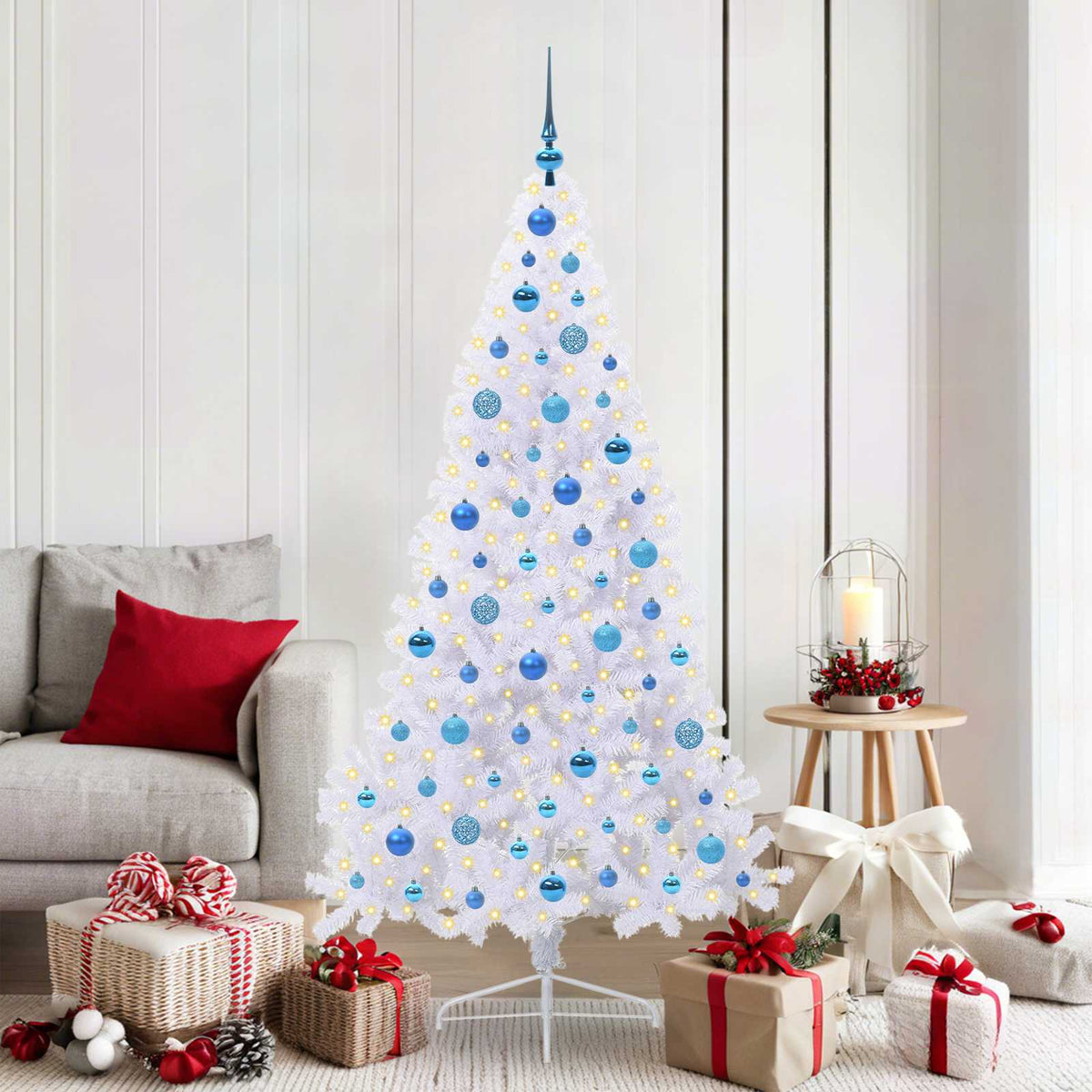 Kunstkerstboom met 300 LED Wit 180 cm PVC en staal is nu te koop bij PeponiXL, paradijselijk wonen!