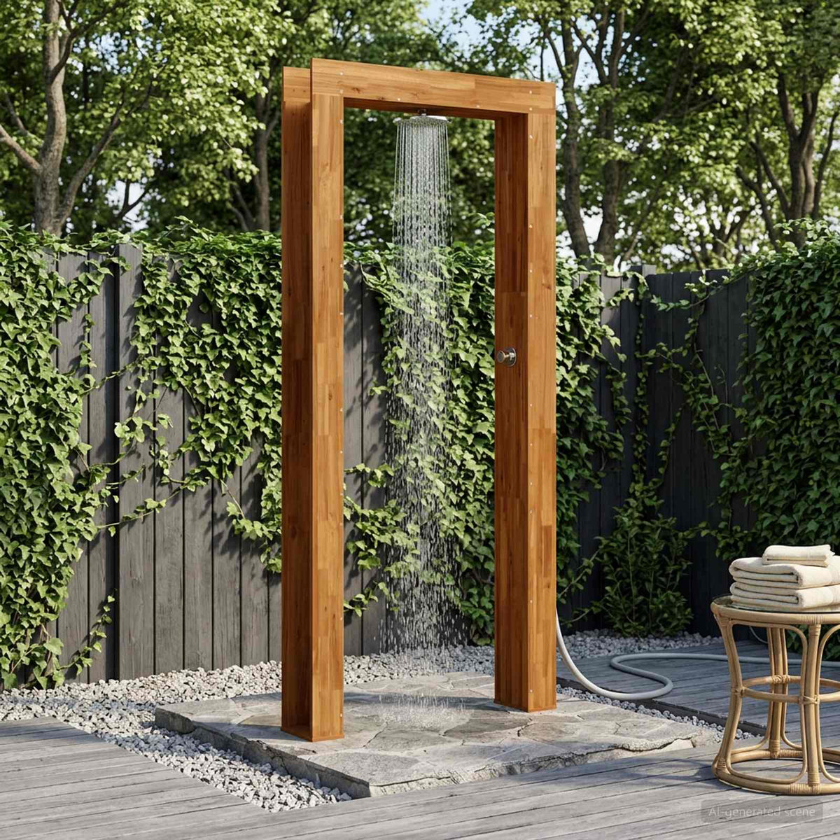 Buitendouche 226 cm Massief acaciahout en roestvrij staal is nu te koop bij PeponiXL, paradijselijk wonen!
