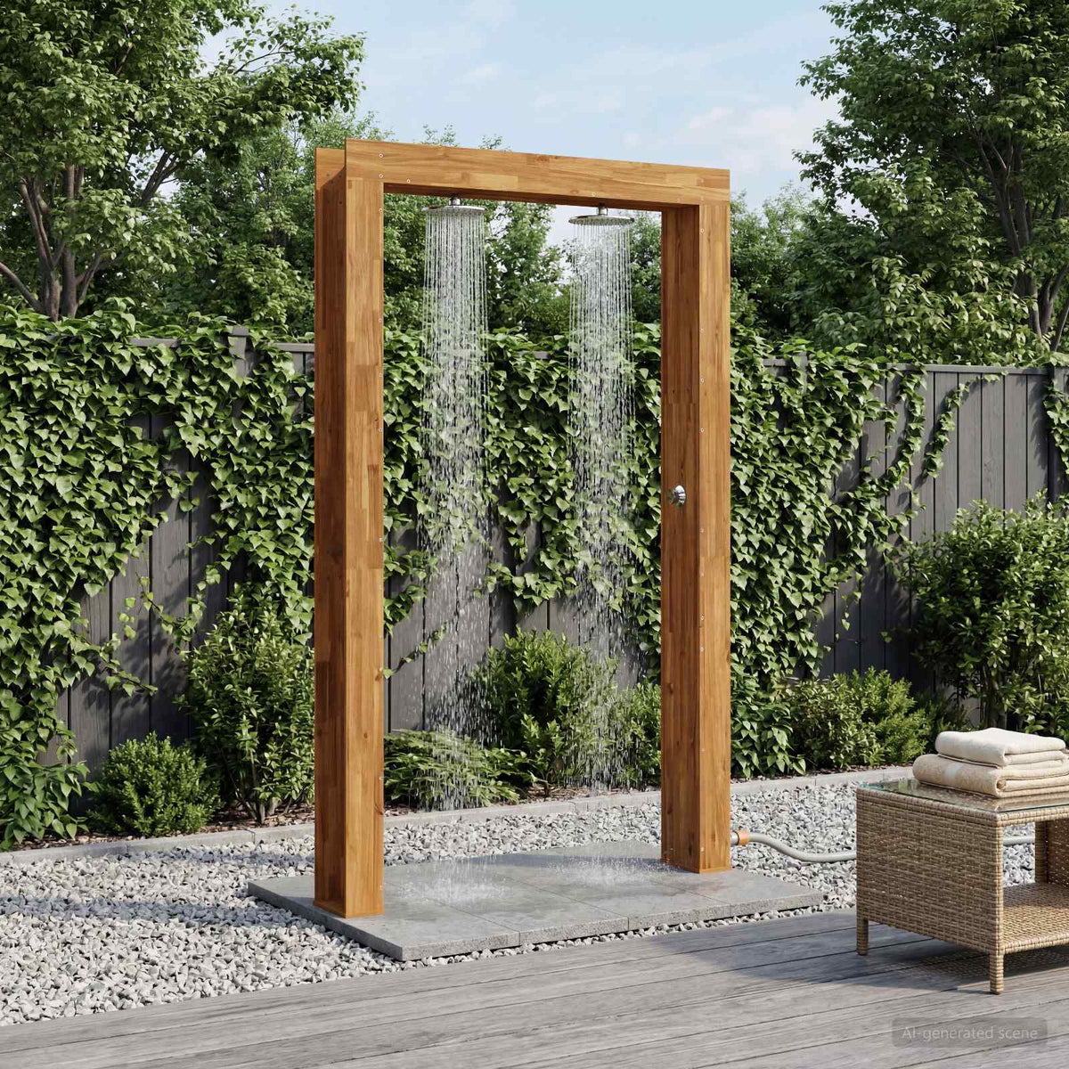 Buitendouche 226 cm Massief acaciahout en roestvrij staal is nu te koop bij PeponiXL, paradijselijk wonen!
