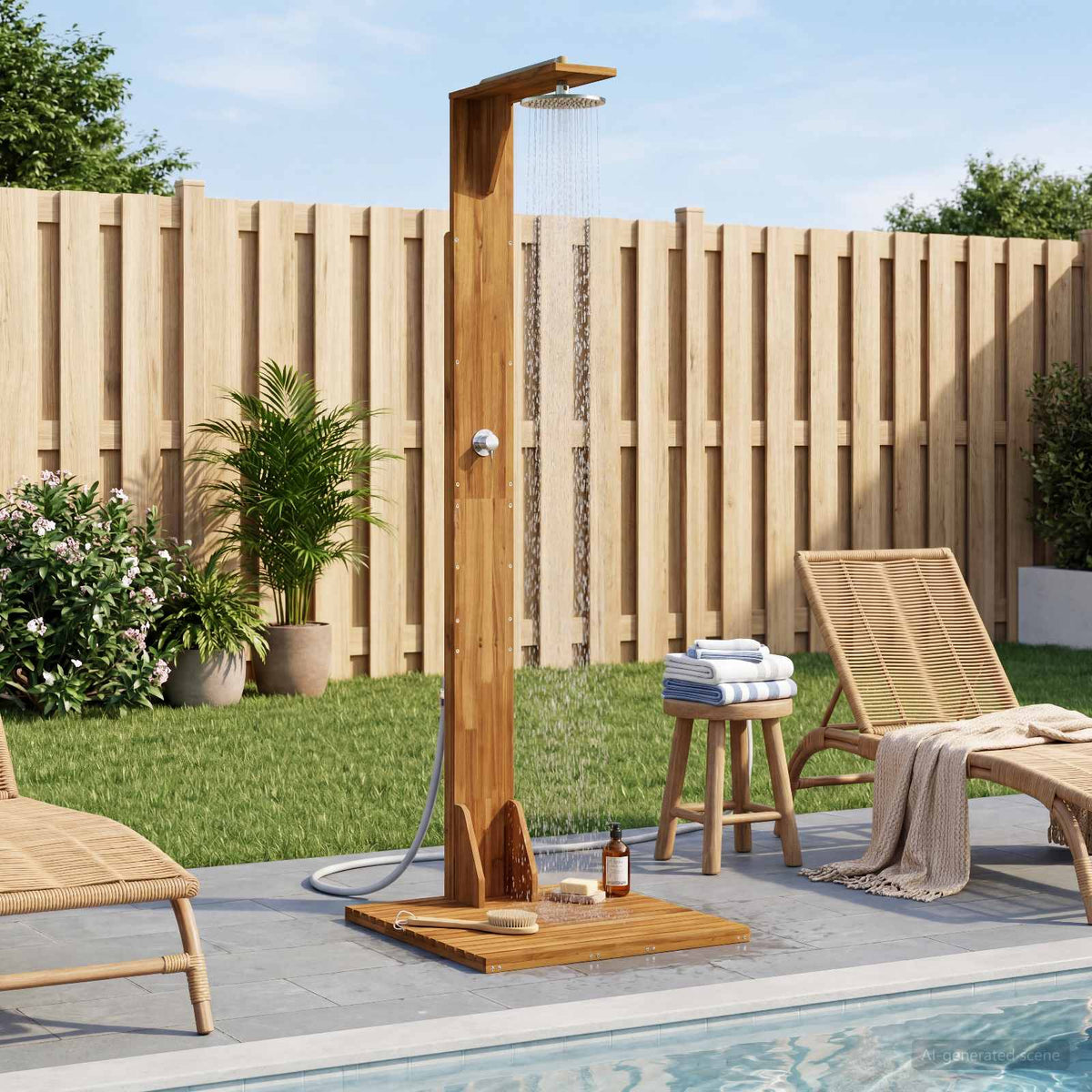Buitendouche 219 cm Massief acaciahout en roestvrij staal is nu te koop bij PeponiXL, paradijselijk wonen!