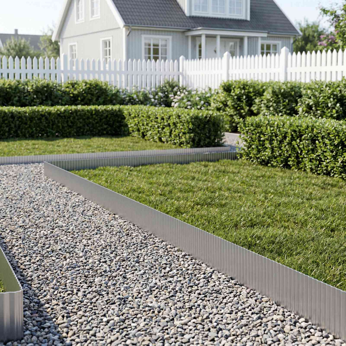 Gazonrand 5 m x 10 cm Gegalvaniseerd staal zilver is nu te koop bij PeponiXL, paradijselijk wonen!