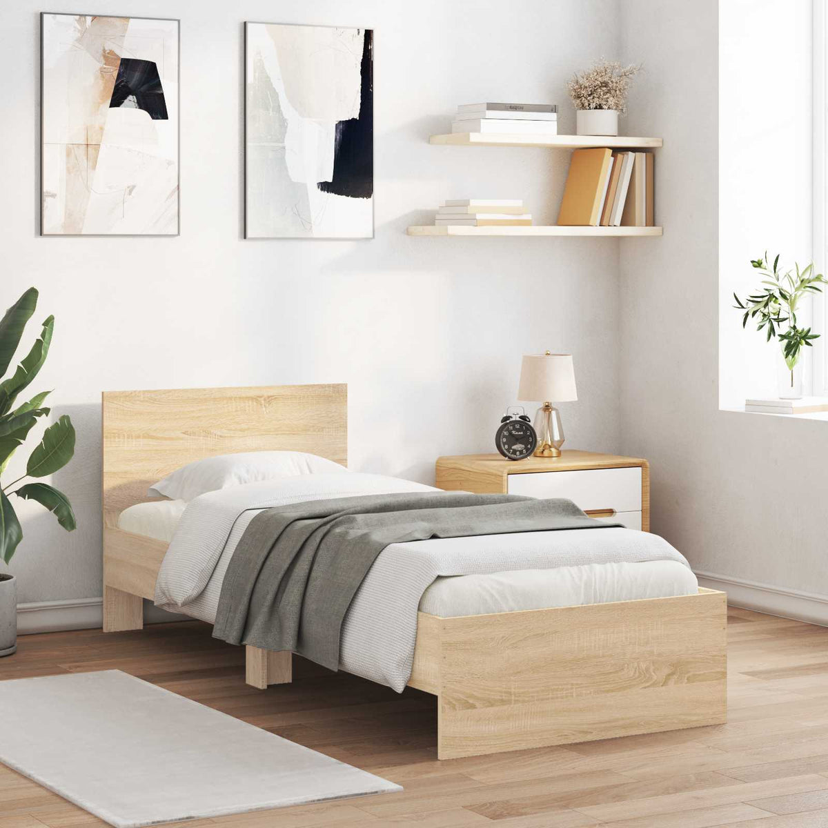 Bedframe Wandgemonteerd Sonoma Eiken Bewerkt hout is nu te koop bij PeponiXL, paradijselijk wonen!
