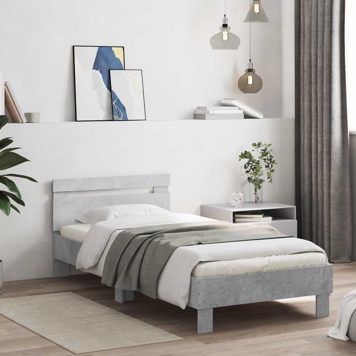 Bedframe Betongrijs Bewerkt hout is nu te koop bij PeponiXL, paradijselijk wonen!
