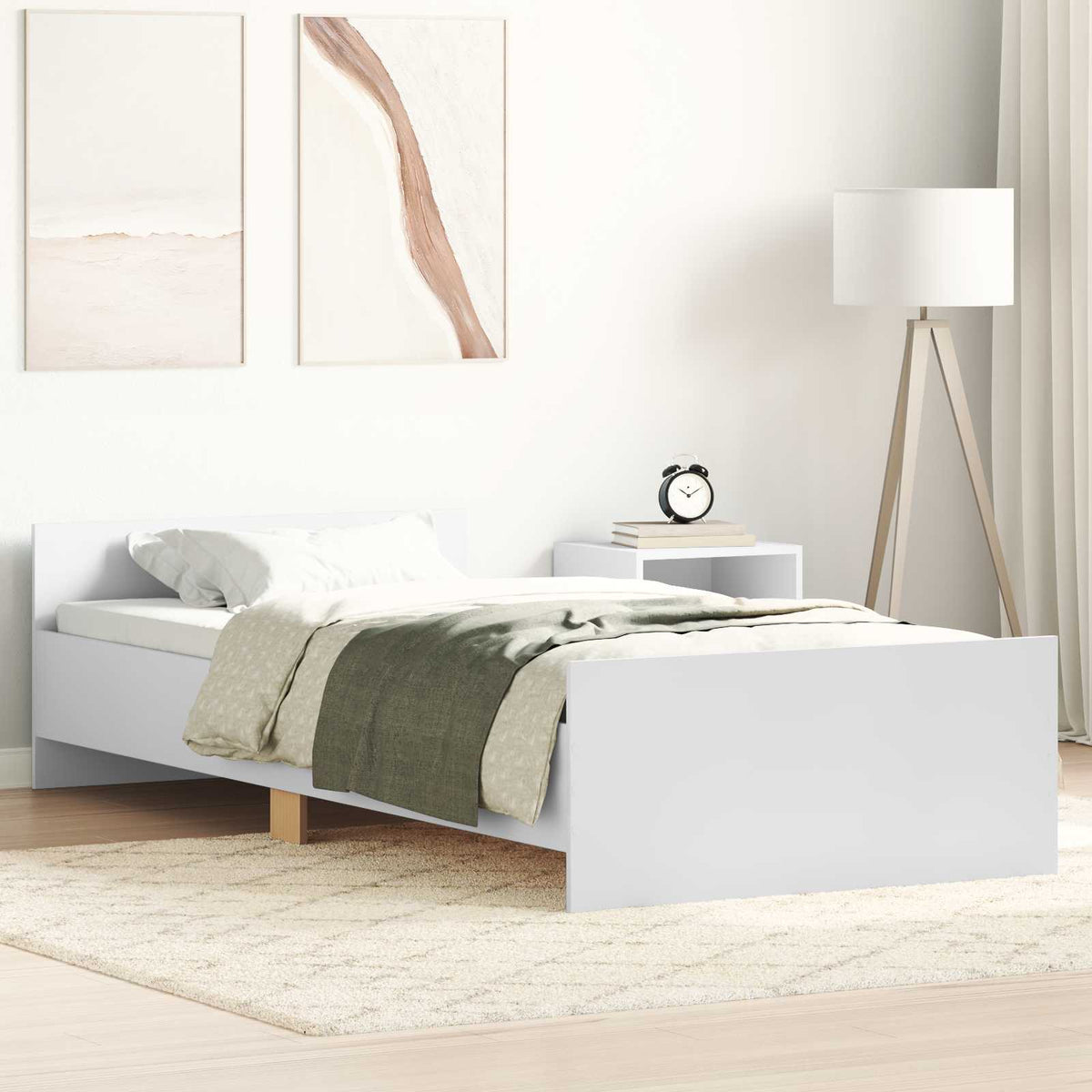 Bedframe met hoofdeinde Wit Bewerkt hout is nu te koop bij PeponiXL, paradijselijk wonen!