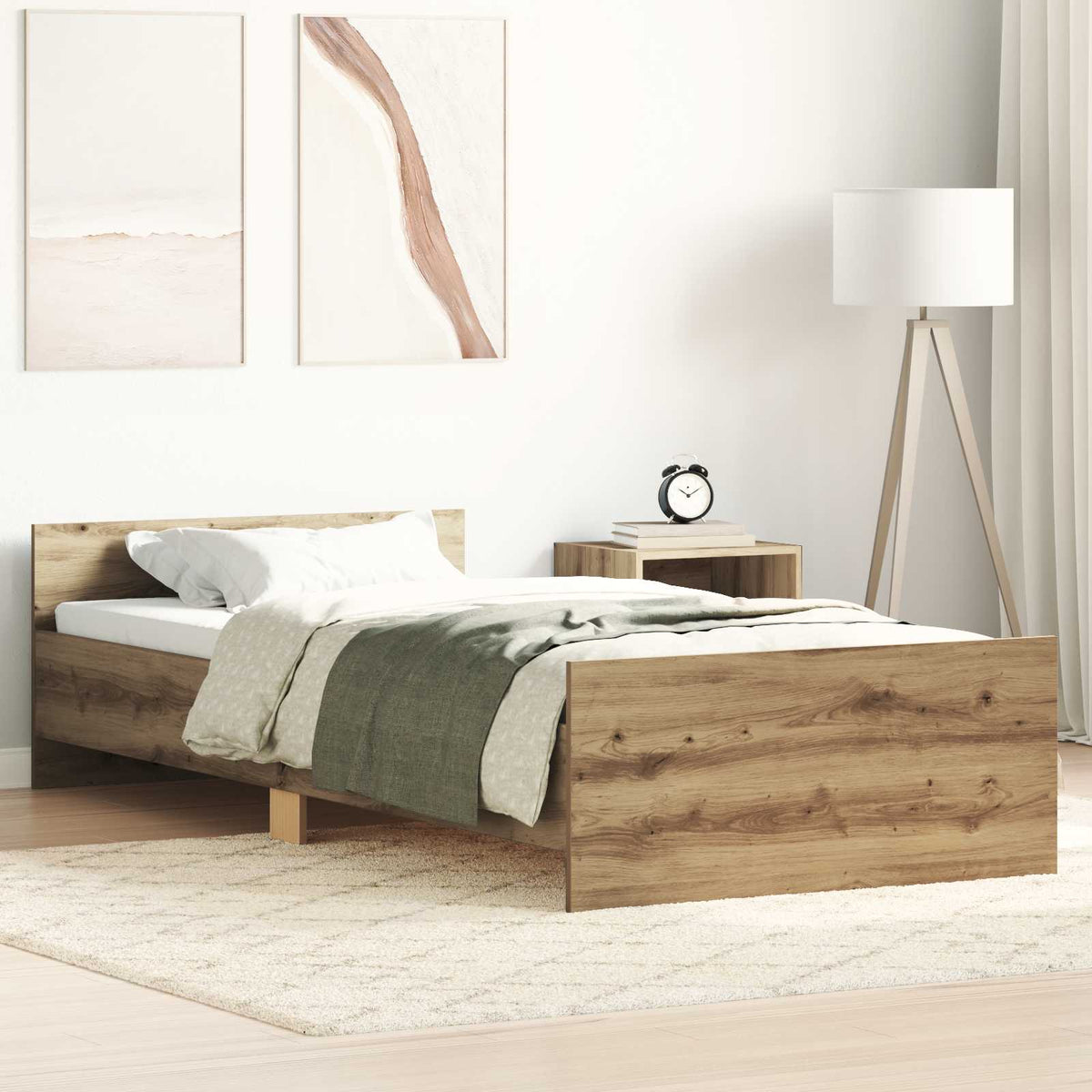 Bedframe met hoofdeinde Artisanaal eiken Bewerkt hout is nu te koop bij PeponiXL, paradijselijk wonen!