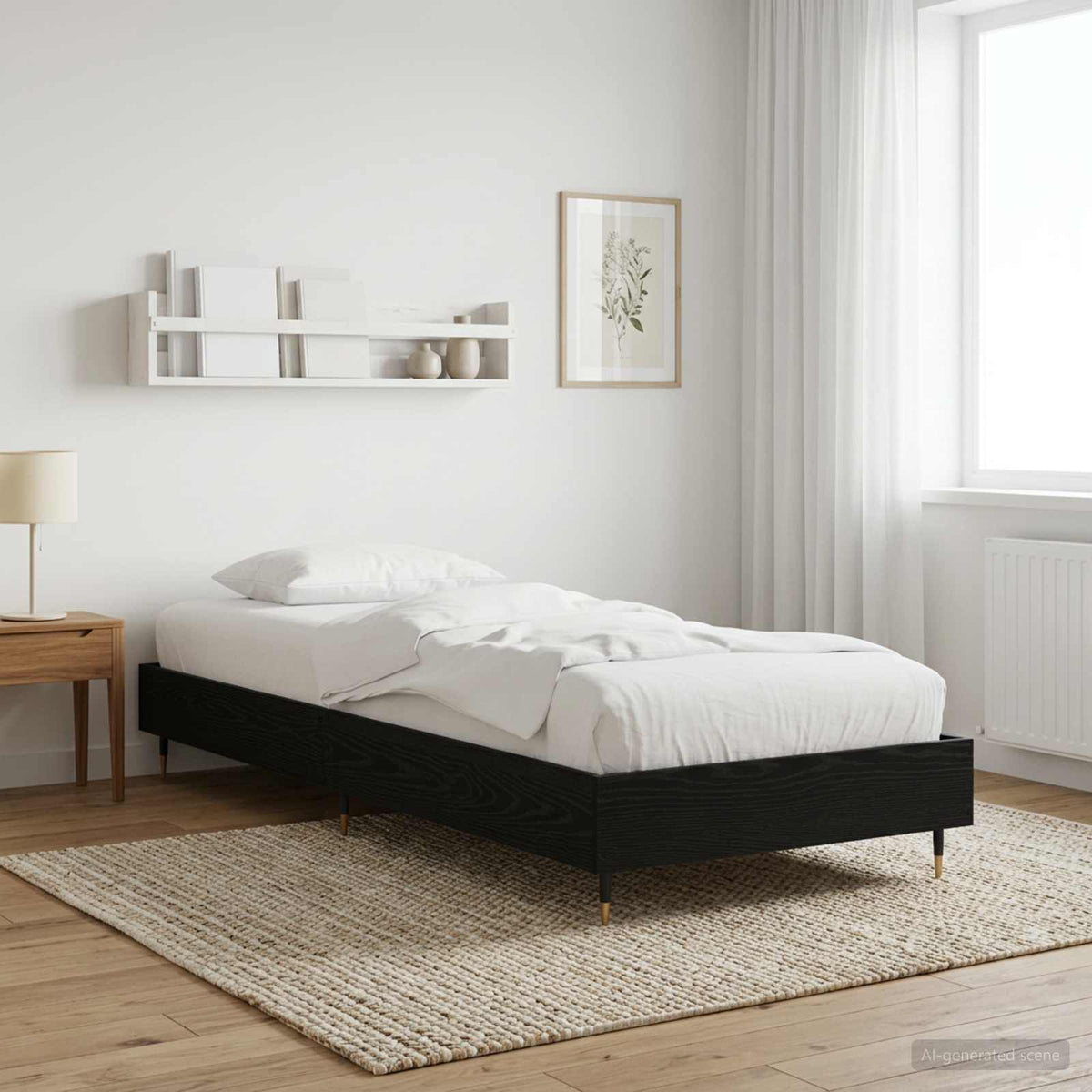 Bedframe Zwart eiken 80 x 200 cm Bewerkt hout is nu te koop bij PeponiXL, paradijselijk wonen!