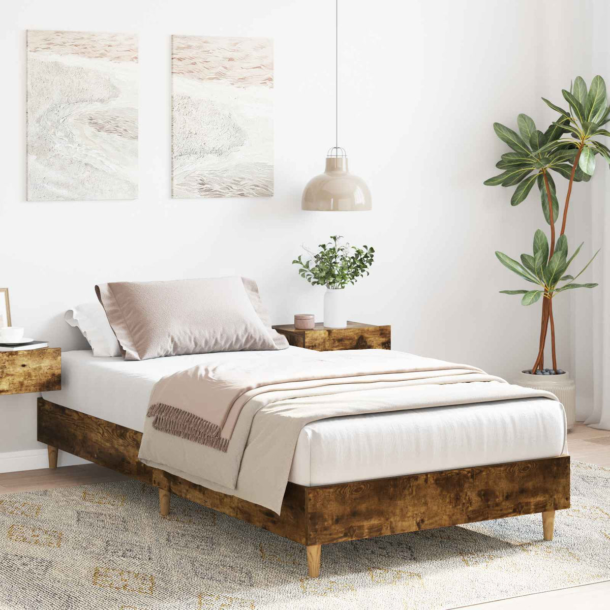 Bedframe Gerookt eiken Bewerkt hout is nu te koop bij PeponiXL, paradijselijk wonen!
