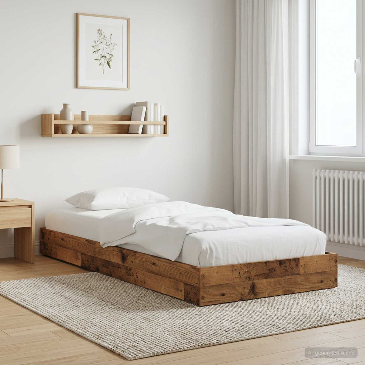 Vloerbedframe Oud hout 80 x 200 cm Bewerkt hout is nu te koop bij PeponiXL, paradijselijk wonen!