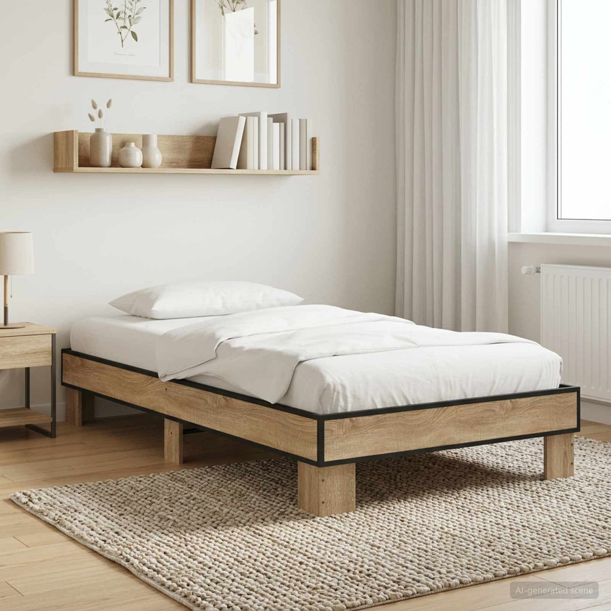 Bedframe Sonoma Eiken 80 x 200 cm Bewerkt hout is nu te koop bij PeponiXL, paradijselijk wonen!
