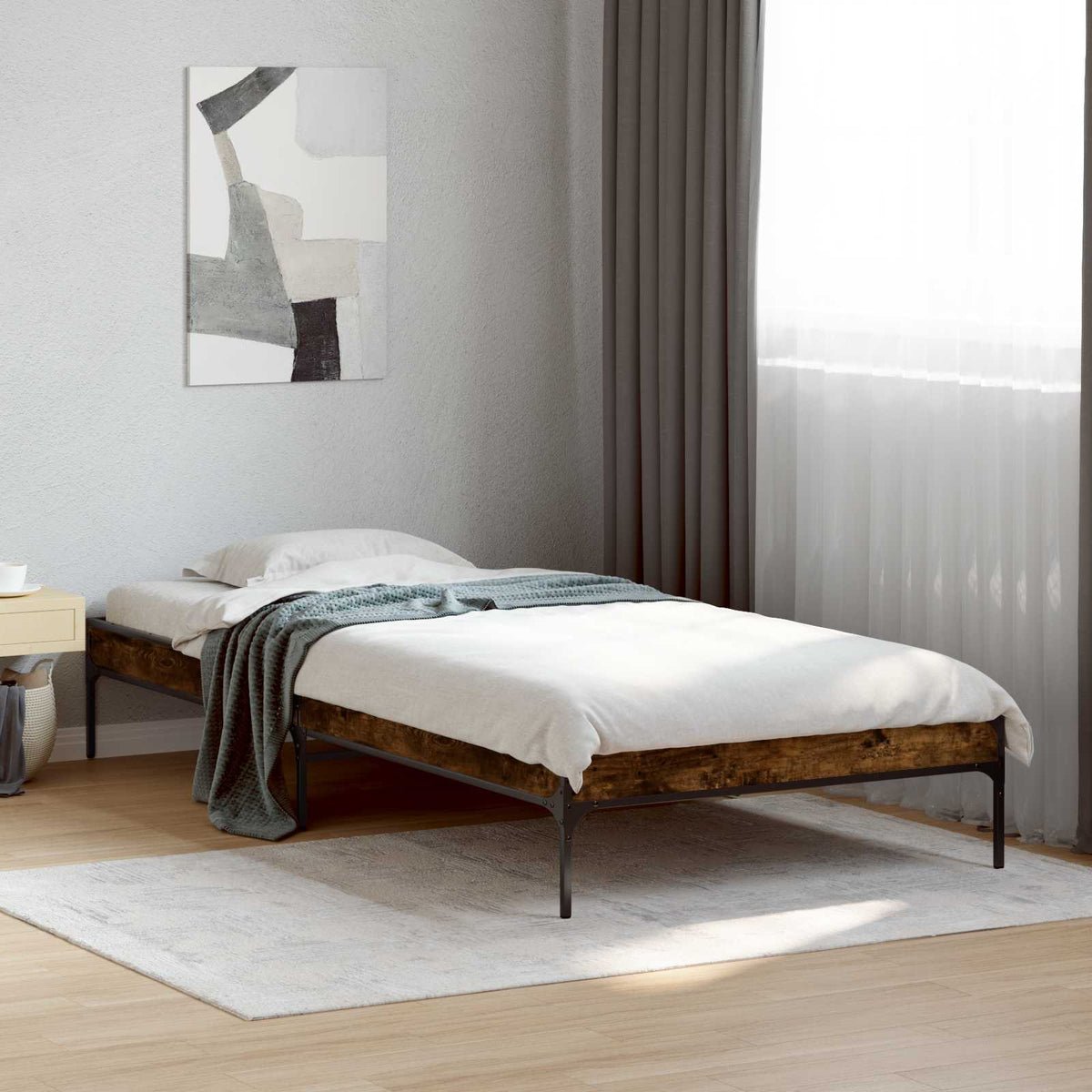 Bedframe Rook Eik 80 x 200 cm Bewerkt hout is nu te koop bij PeponiXL, paradijselijk wonen!