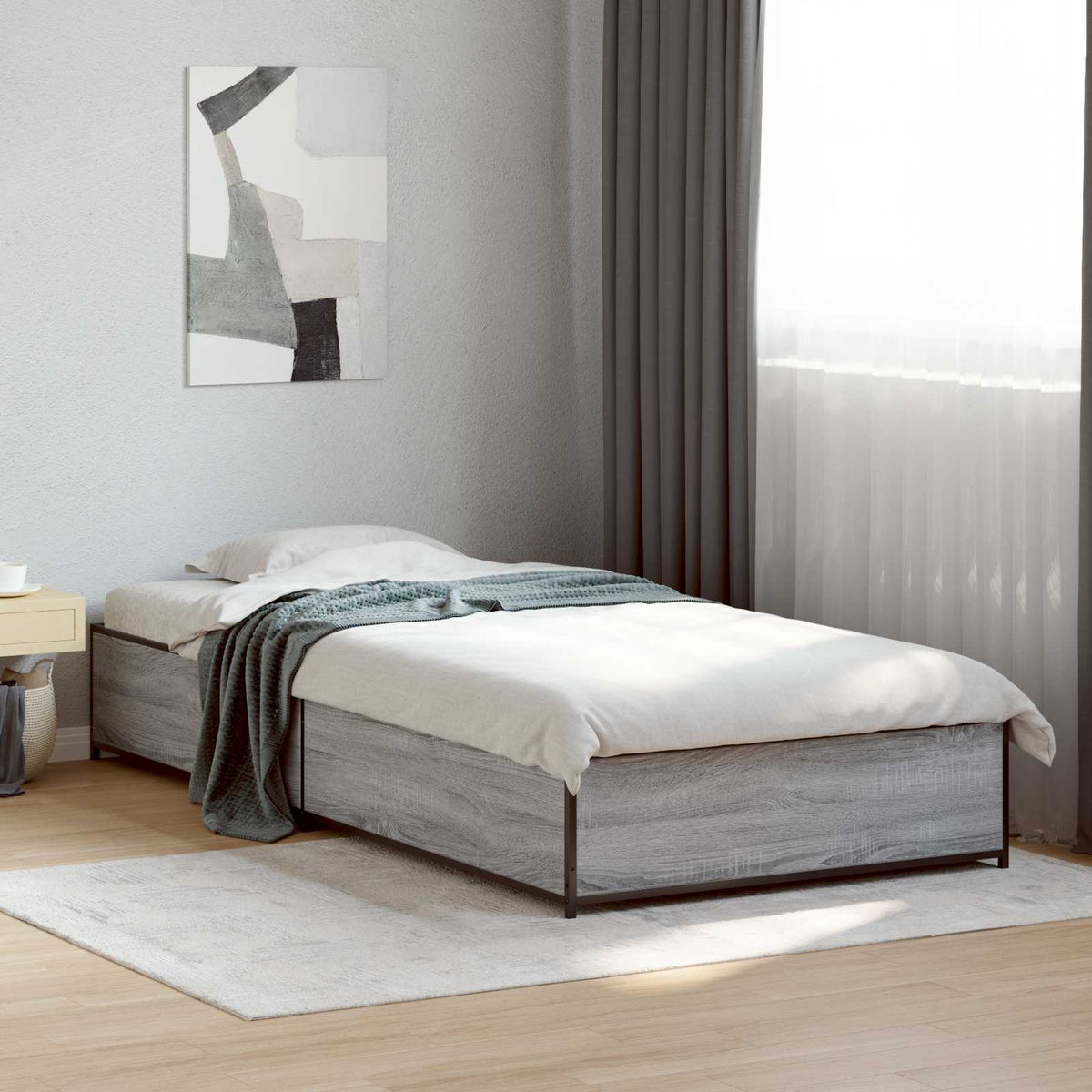 Bedframe Grijs Sonoma 80 x 200 cm Bewerkt hout is nu te koop bij PeponiXL, paradijselijk wonen!