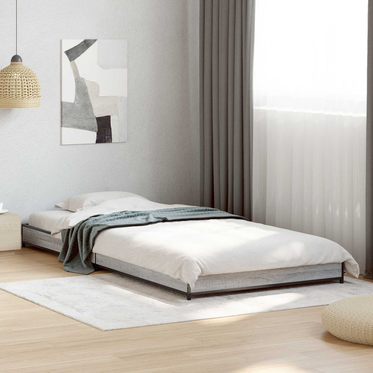 Bedframe Grijs Sonoma 80 x 200 cm Bewerkt hout is nu te koop bij PeponiXL, paradijselijk wonen!