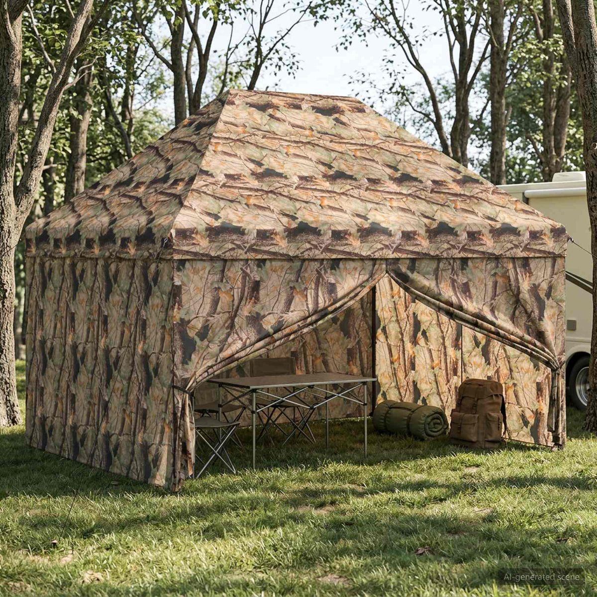 Pop-up Gazebo met 4 Zijwanden 3 x 4,5 m Bos Camouflage is nu te koop bij PeponiXL, paradijselijk wonen!