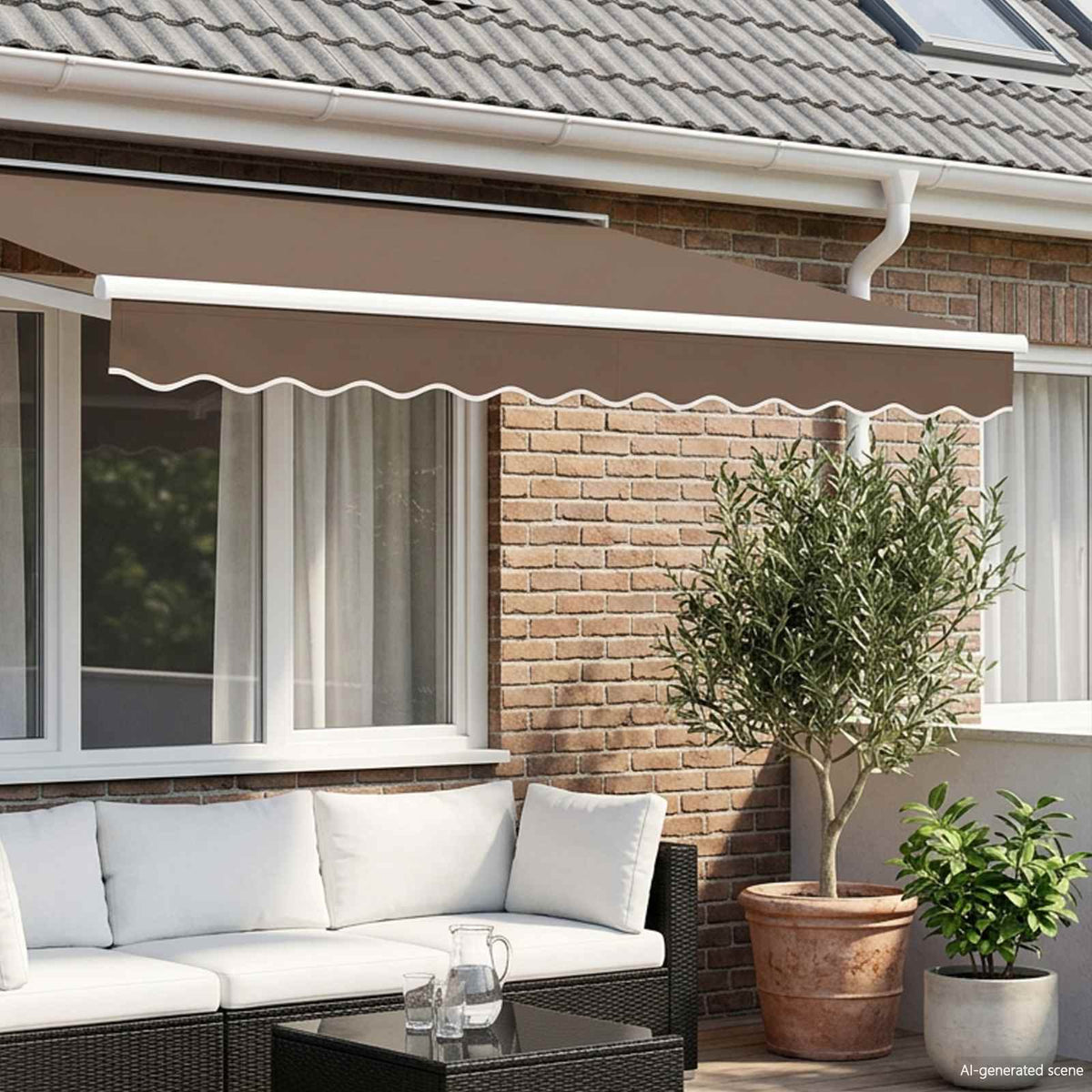 Vervangende markies volant Taupe 5 m Polyester is nu te koop bij PeponiXL, paradijselijk wonen!