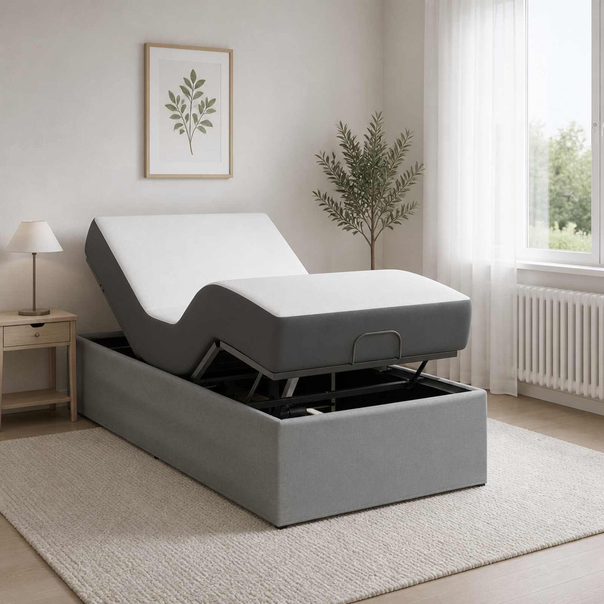 Elektrisch Verstelbaar Bedframe Lichtgrijs 200 x 90 x 33,5 cm is nu te koop bij PeponiXL, paradijselijk wonen!