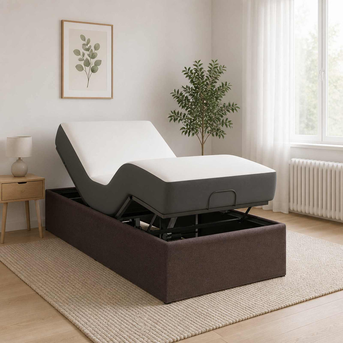 Elektrisch Verstelbaar Bedframe Bruin 200 x 90 x 33,5 cm Staal is nu te koop bij PeponiXL, paradijselijk wonen!