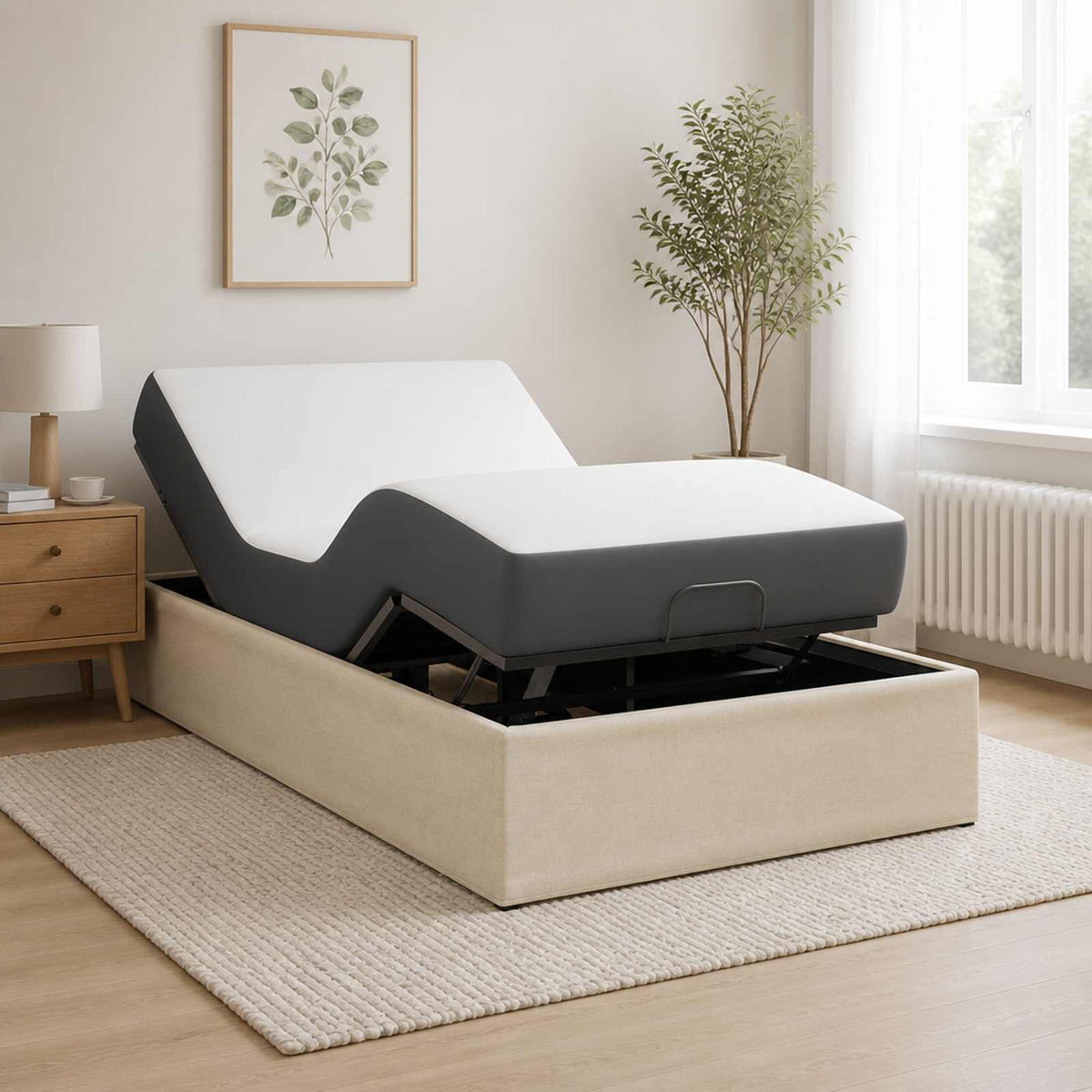 Elektrisch Verstelbaar Bedframe Crèmekleurig 200 x 90 x 33,5 cm is nu te koop bij PeponiXL, paradijselijk wonen!
