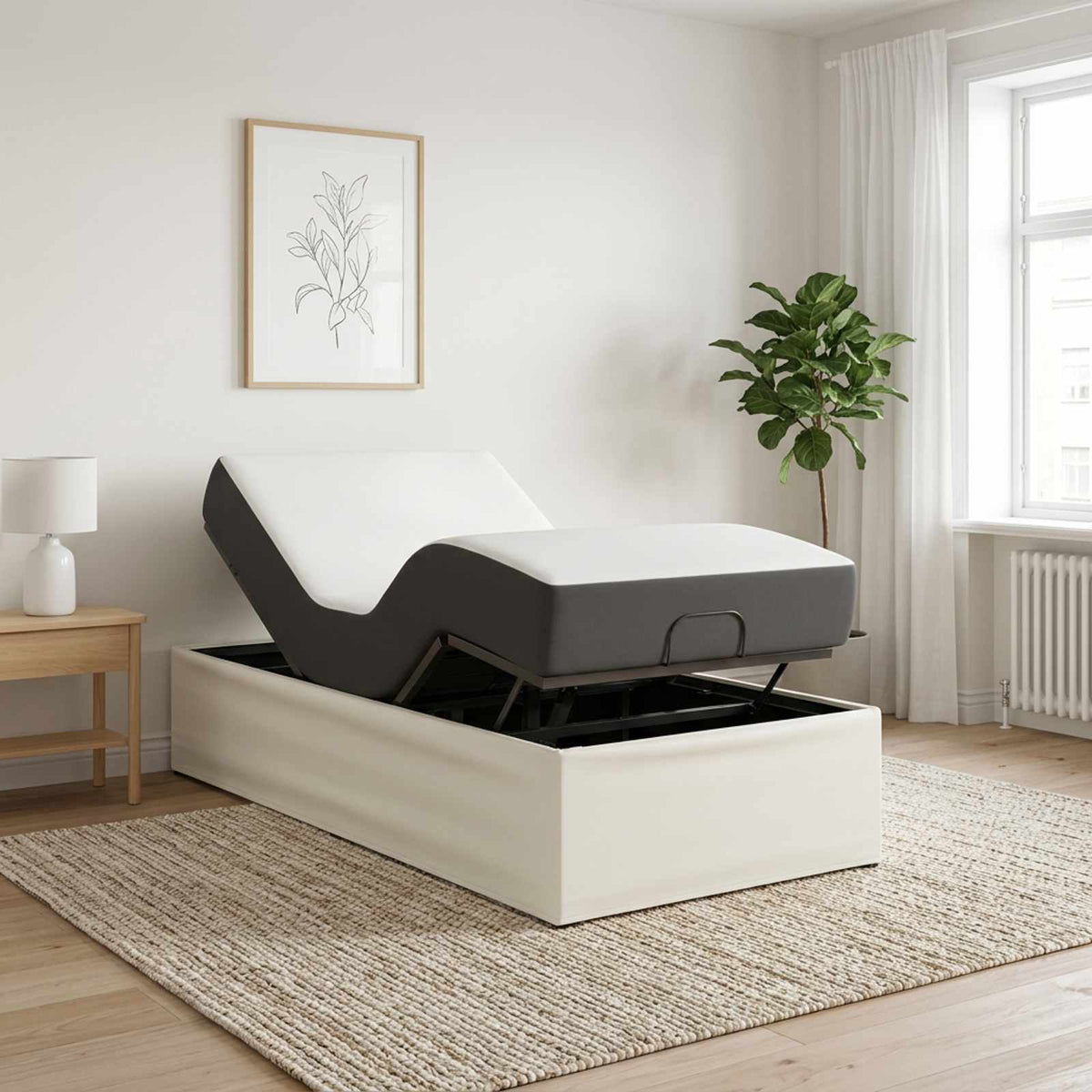 Elektrisch Verstelbaar Bedframe Wit 200 x 90 x 33,5 cm Staal is nu te koop bij PeponiXL, paradijselijk wonen!