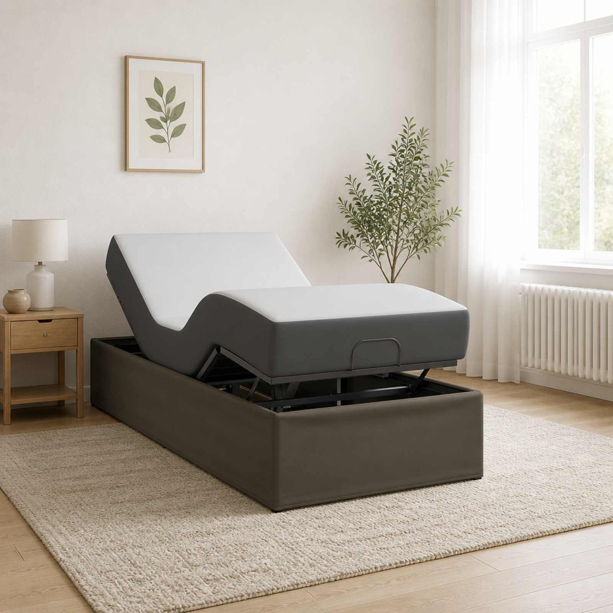 Elektrisch Verstelbaar Bedframe Grijs 200 x 90 x 33,5 cm Staal is nu te koop bij PeponiXL, paradijselijk wonen!