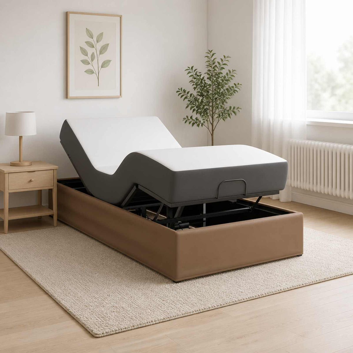 Elektrisch Verstelbaar Bedframe Tan 200 x 90 x 33,5 cm Staal is nu te koop bij PeponiXL, paradijselijk wonen!