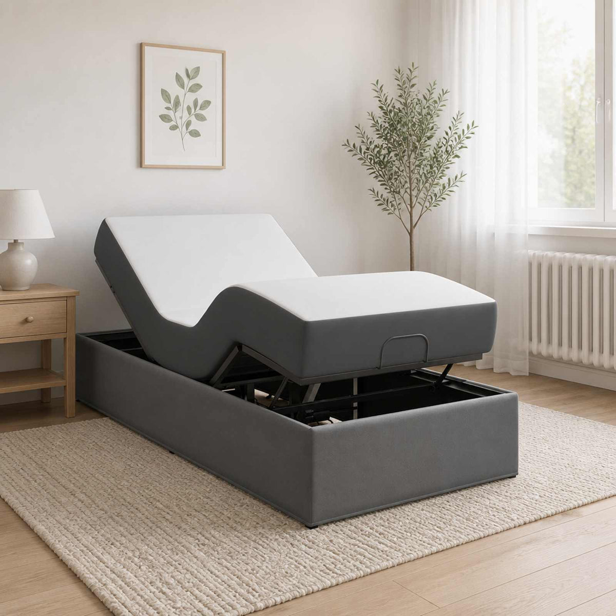 Elektrisch Verstelbaar Bedframe Donkergrijs 200 x 90 x 33,5 cm is nu te koop bij PeponiXL, paradijselijk wonen!