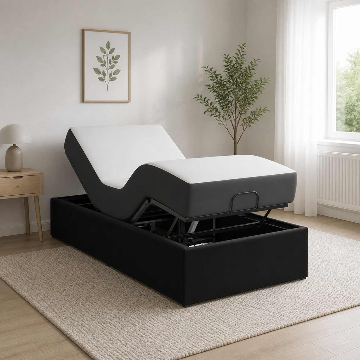 Elektrisch Verstelbaar Bedframe Zwart 200 x 90 x 33,5 cm Staal is nu te koop bij PeponiXL, paradijselijk wonen!