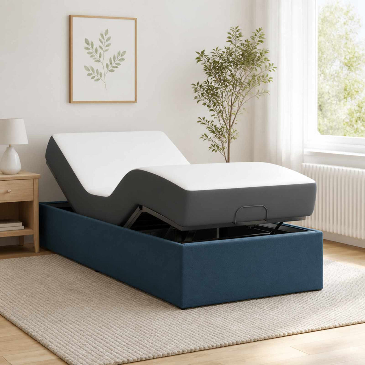 Elektrisch Verstelbaar Bedframe Blauw 200 x 90 x 33,5 cm Staal is nu te koop bij PeponiXL, paradijselijk wonen!