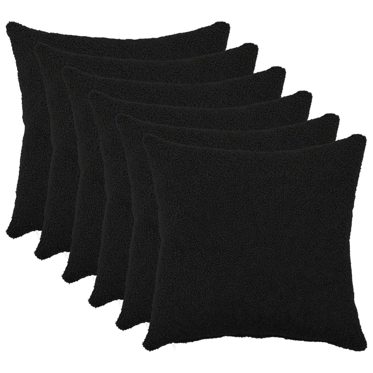 vidaXL Kussensloop 6 pcs HEERLEN Zwart 30 x 30 cm Bouclé