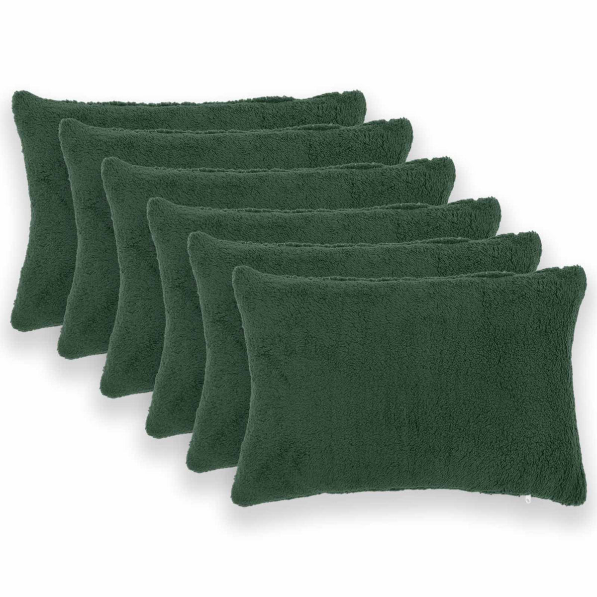 vidaXL Kussensloop 6 pcs HEERLEN Donkergroen 30 x 50 cm Bouclé