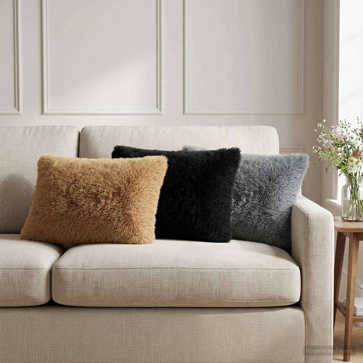Kussen met kussen HEERLEN 2 st Zwart PV Fleece is nu te koop bij PeponiXL, paradijselijk wonen!