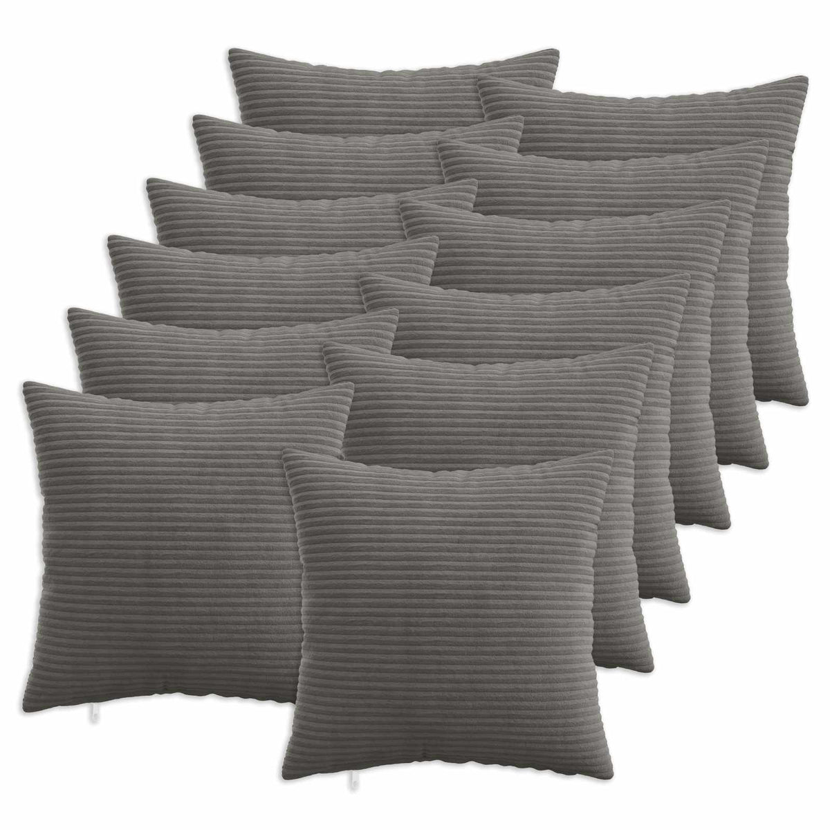vidaXL Kussensloop 12 pcs HEERLEN Donkergrijs 40 x 40 cm corduroy