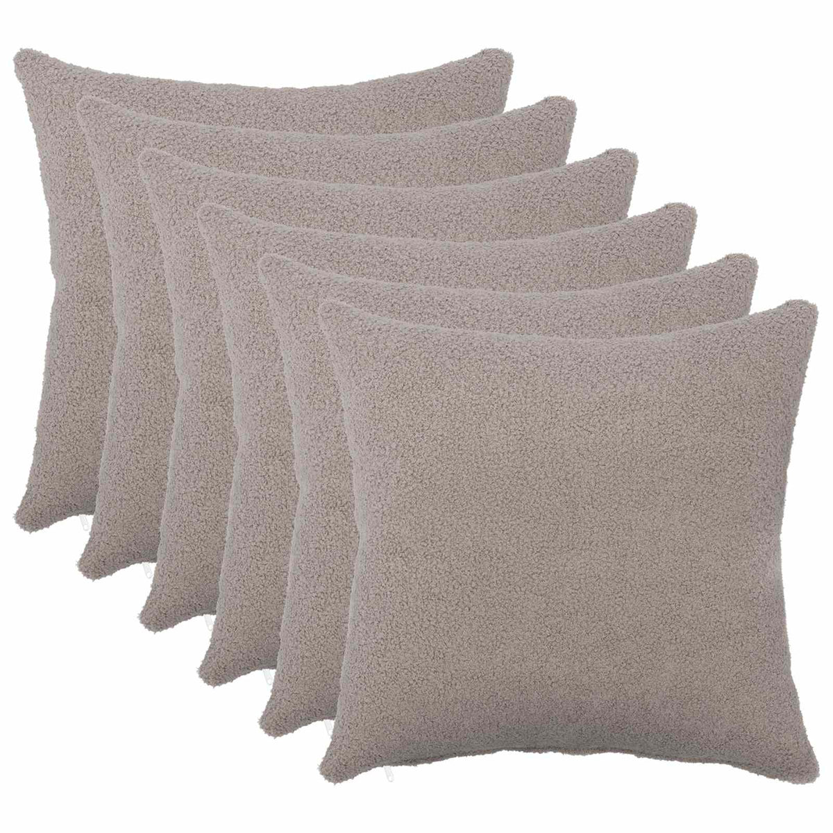 vidaXL Kussensloop 6 pcs HEERLEN Lichtgrijs 40 x 40 cm Bouclé