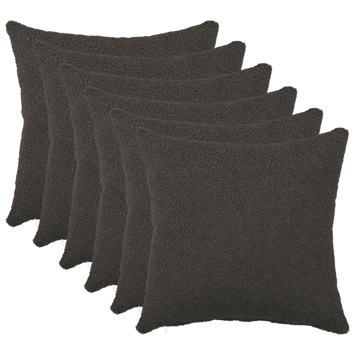 vidaXL Kussensloop 6 pcs HEERLEN Donkergrijs 40 x 40 cm Bouclé