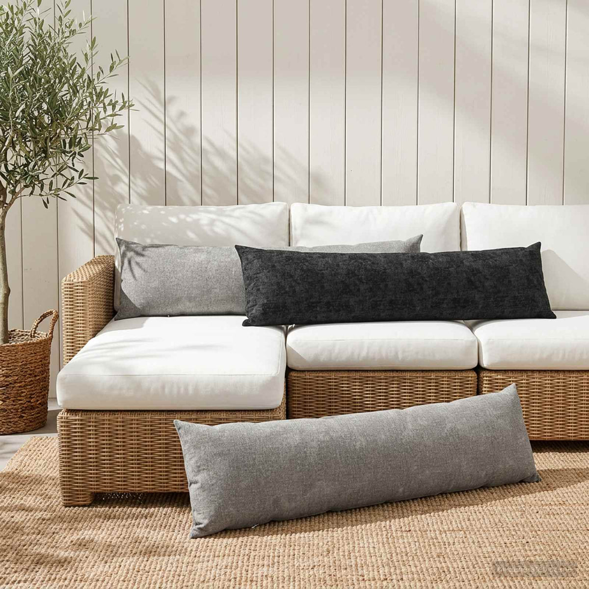 vidaXL Plaid kussen HEERLEN Antraciet 40 x 145 cm Chenille Stof