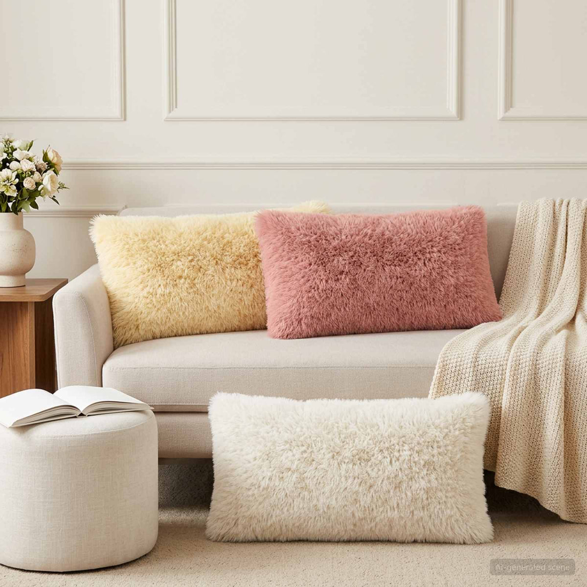 Kussen met kussen HEERLEN 12 st Wit PV Fleece is nu te koop bij PeponiXL, paradijselijk wonen!