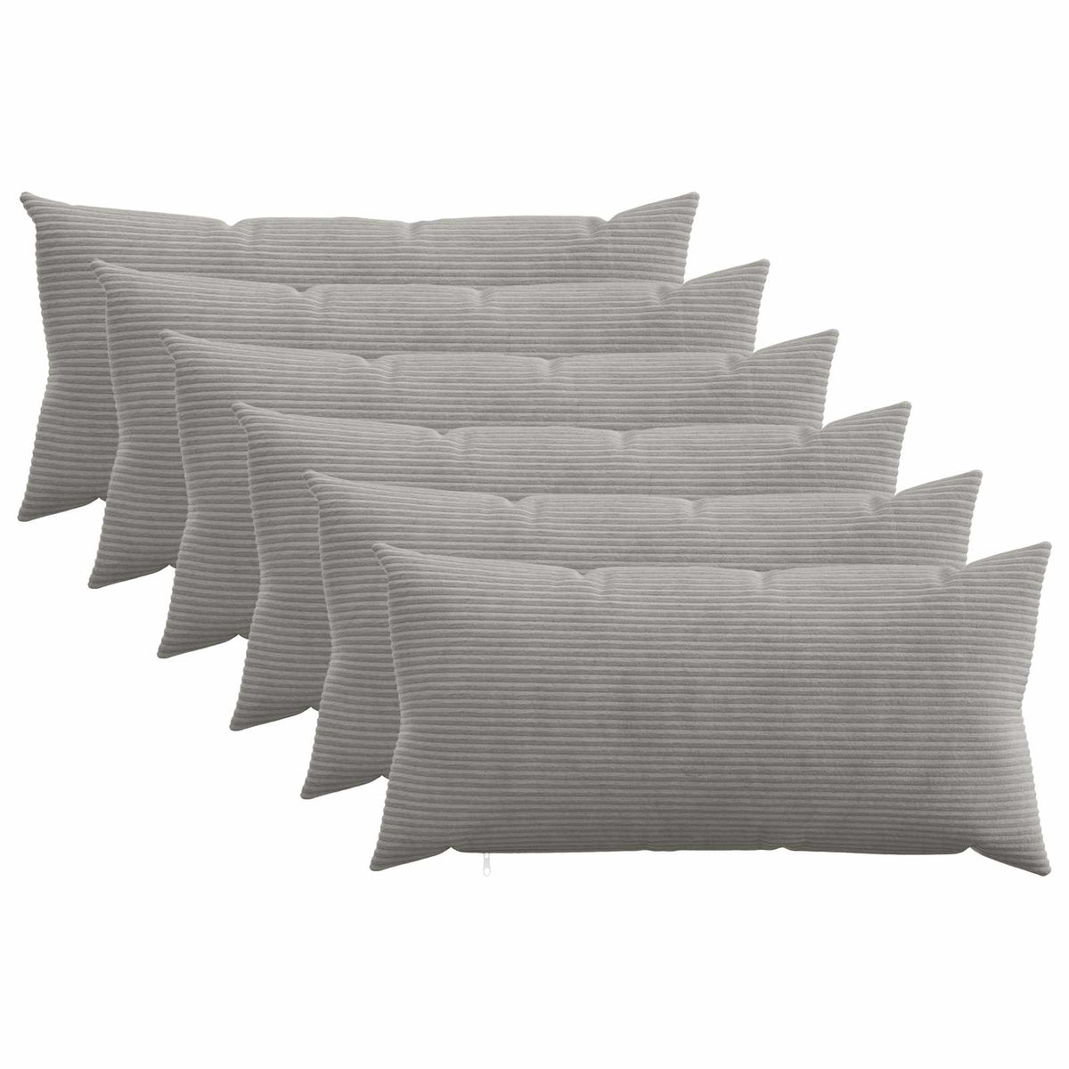 vidaXL Kussensloop 6 pcs HEERLEN Lichtgrijs 40 x 80 cm corduroy